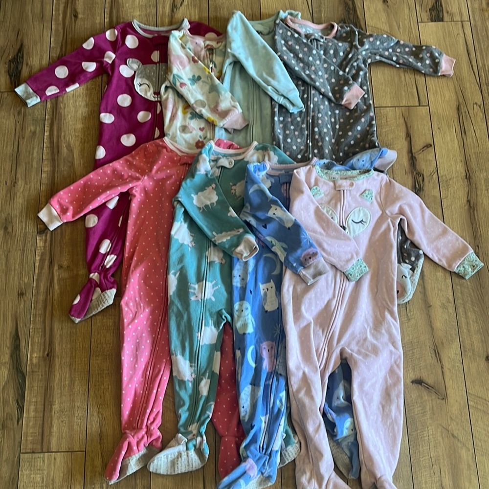 Lot of Carter’s Fleece Footed Pajamas (footie pjs)